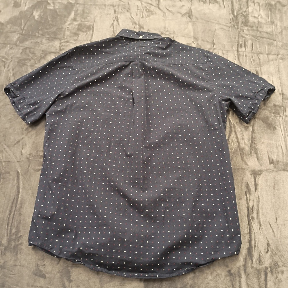 Tommy Hilfiger Classic Fit Mens M Short Sleeve Button Down Shirt Blue Dot Print - Picture 2 of 10